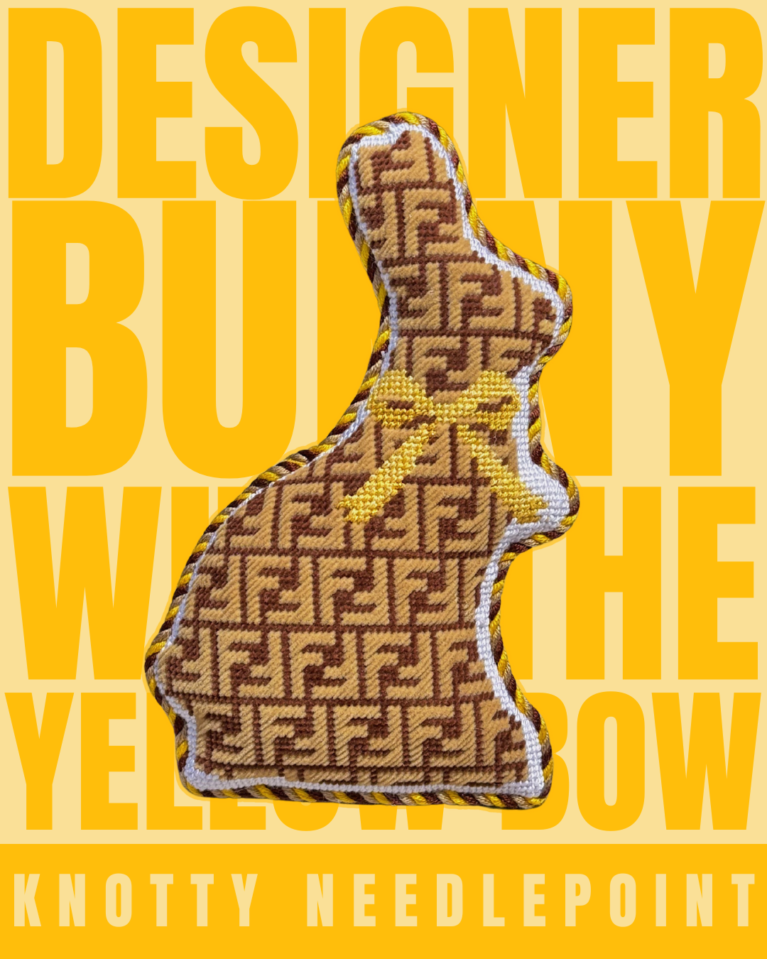 Designer Chocolate Bunny with Yellow Bow Canvas