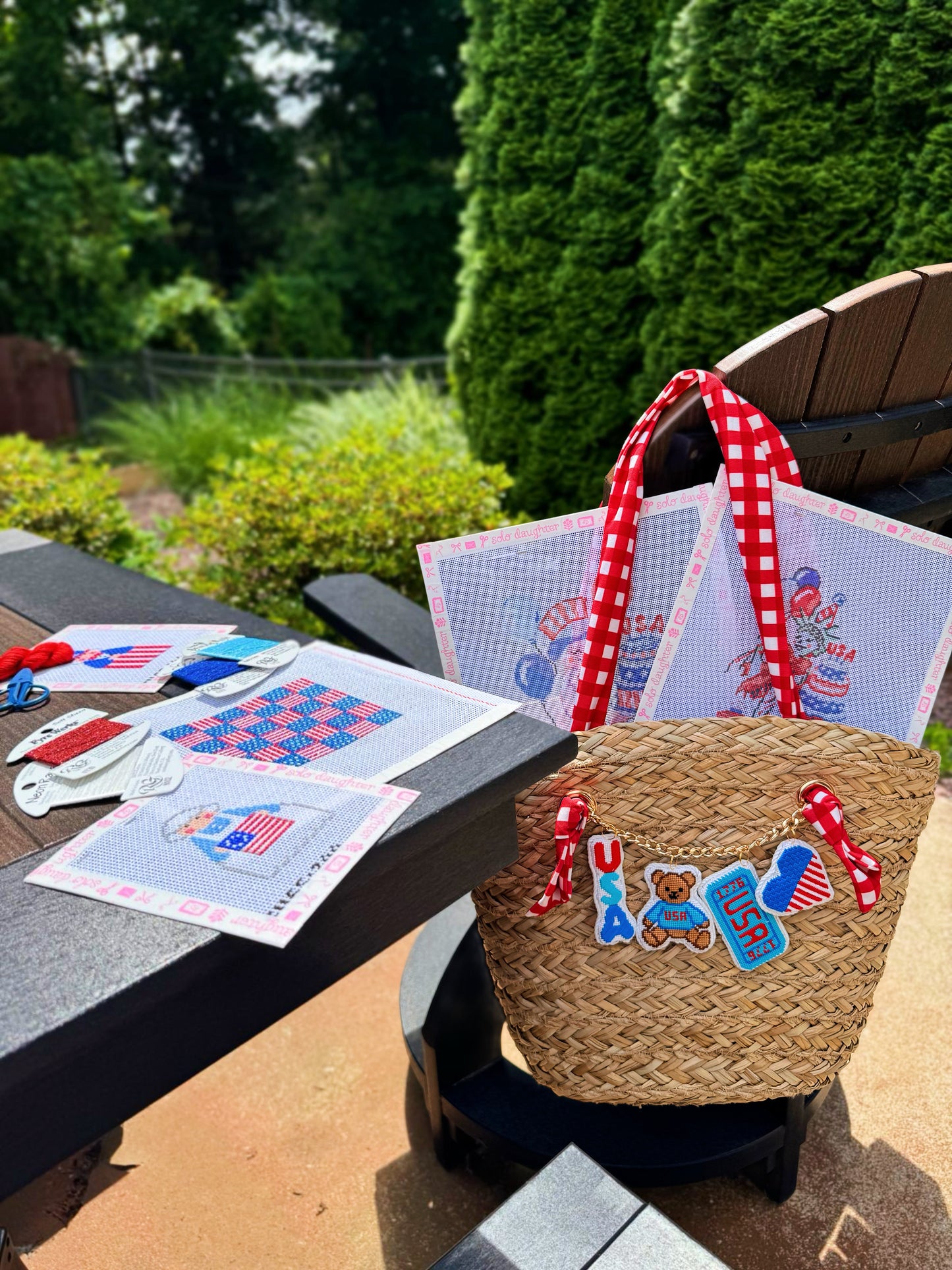 Patriotic Heart | Needlepoint Charm Bar