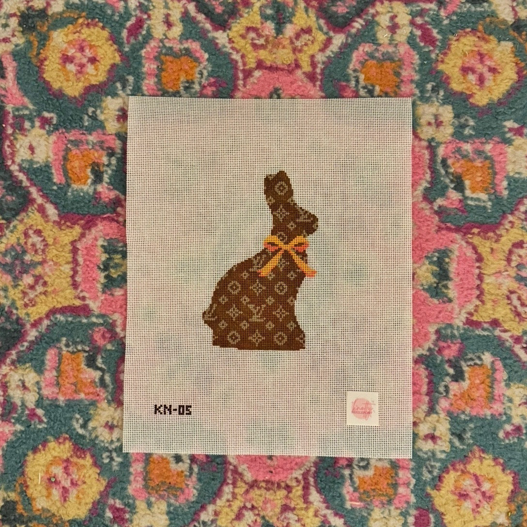 Designer Chocolate Bunny with Orange Bow Canvas