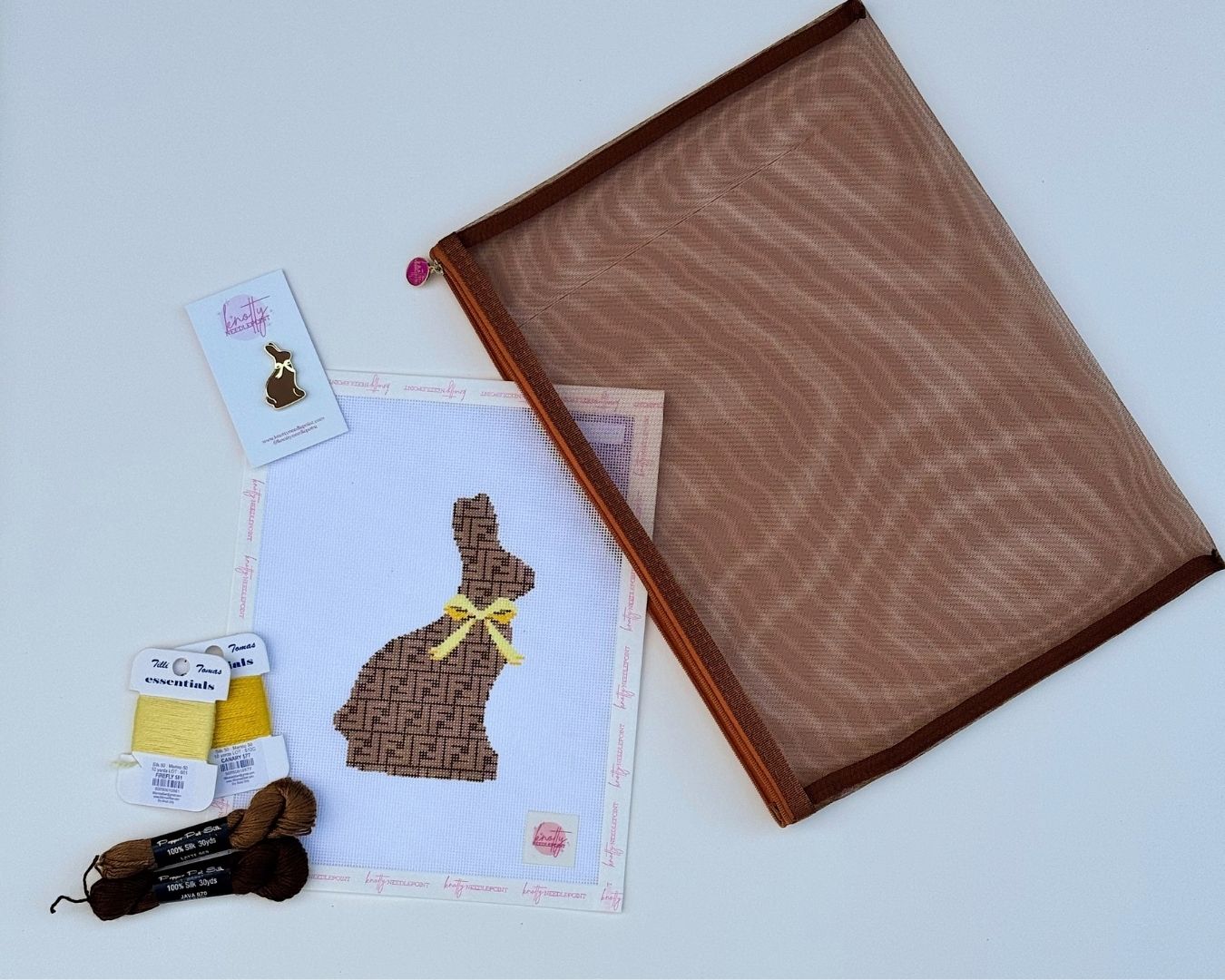Designer Chocolate Bunny with Yellow Bow Canvas