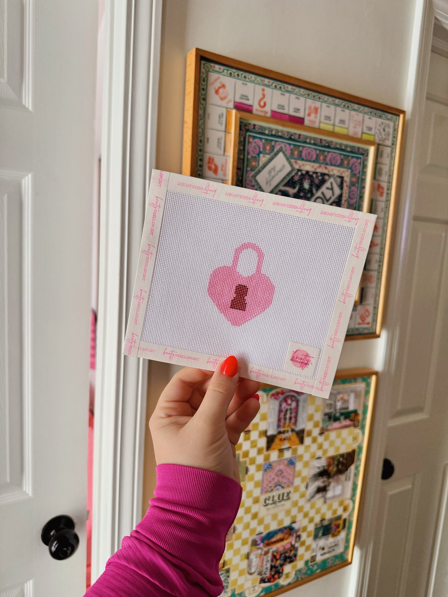 Love Lock Canvas | Needlepoint Charm Bar