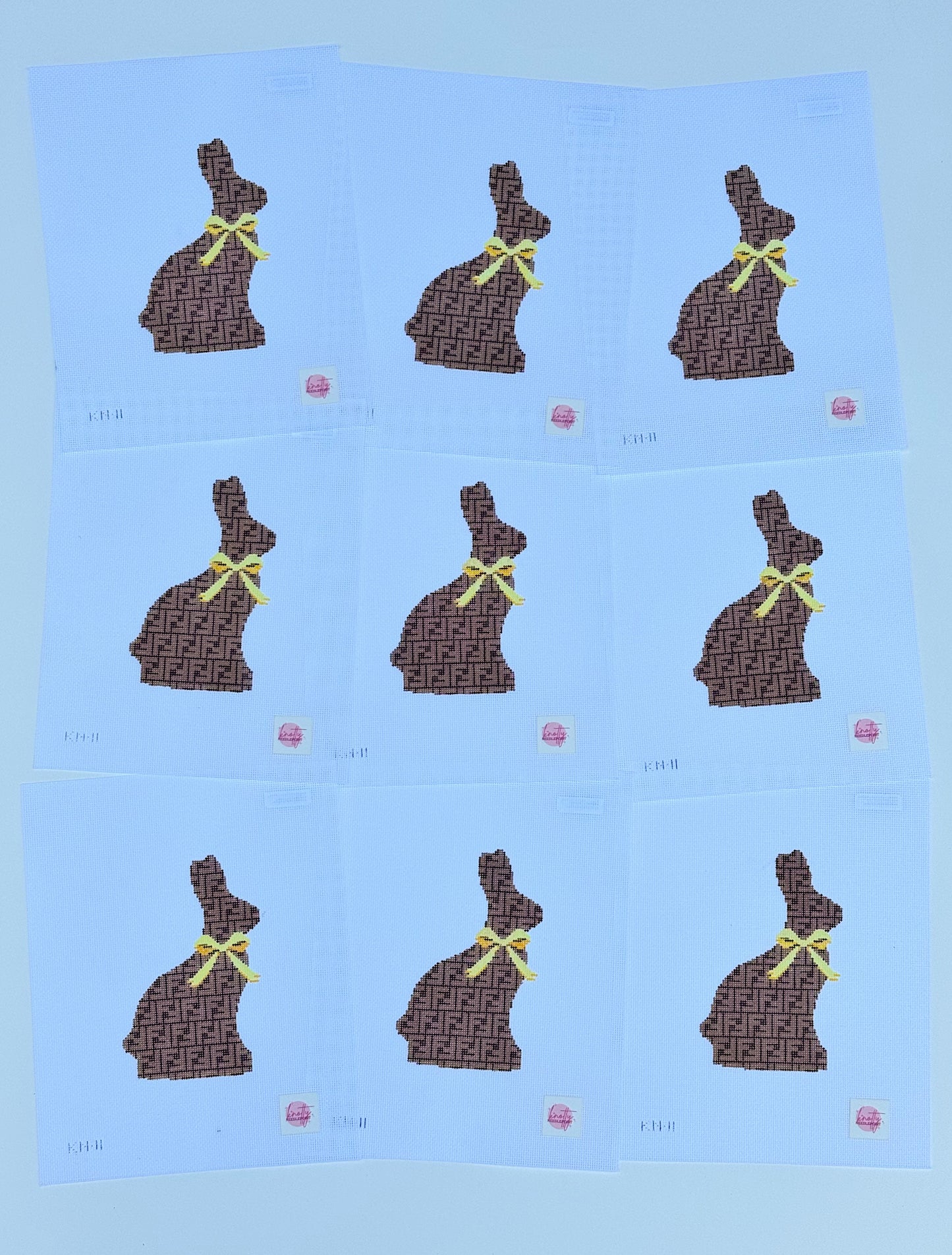 Designer Chocolate Bunny with Yellow Bow Canvas