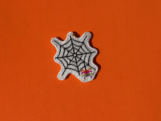 Spider Web with Rainbow Spider | Needlepoint Charm Bar