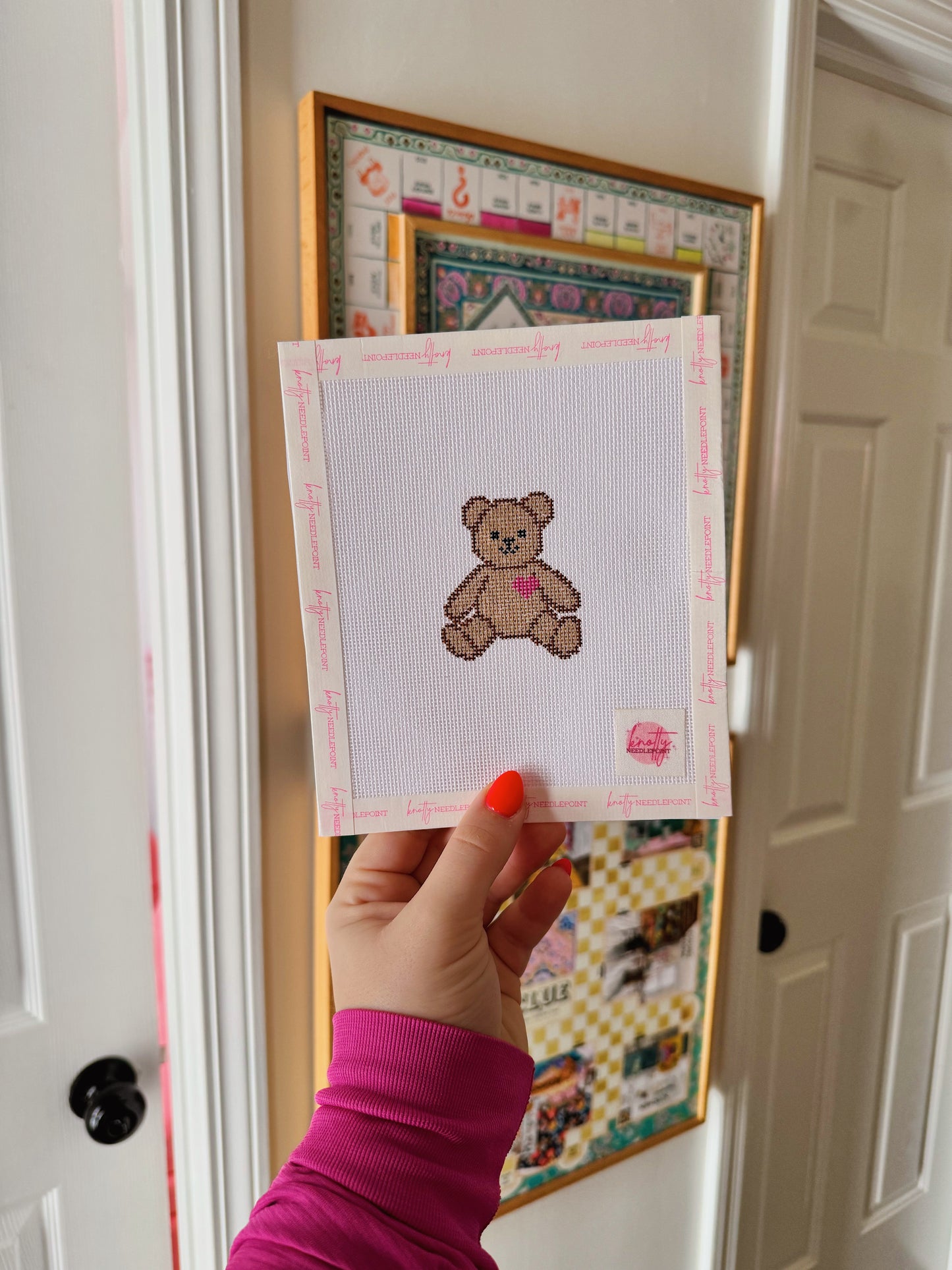 Heart Bear Canvas | Needlepoint Charm Bar