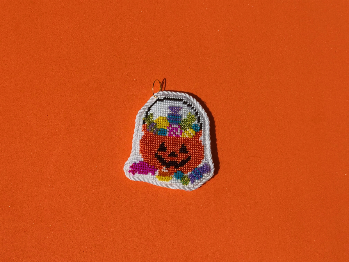 Mini Pumpkin Candy Bucket | Needlepoint Charm Bar