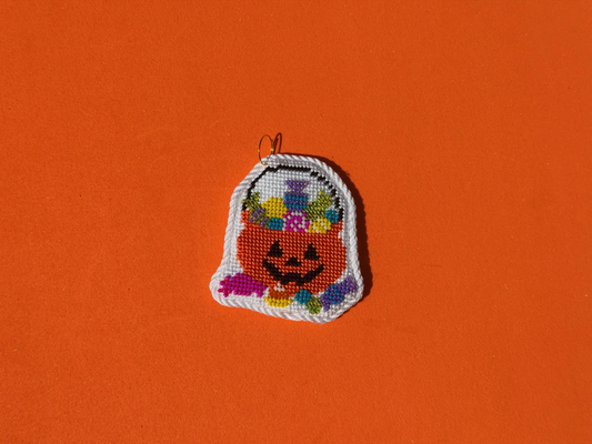 Mini Pumpkin Candy Bucket | Needlepoint Charm Bar