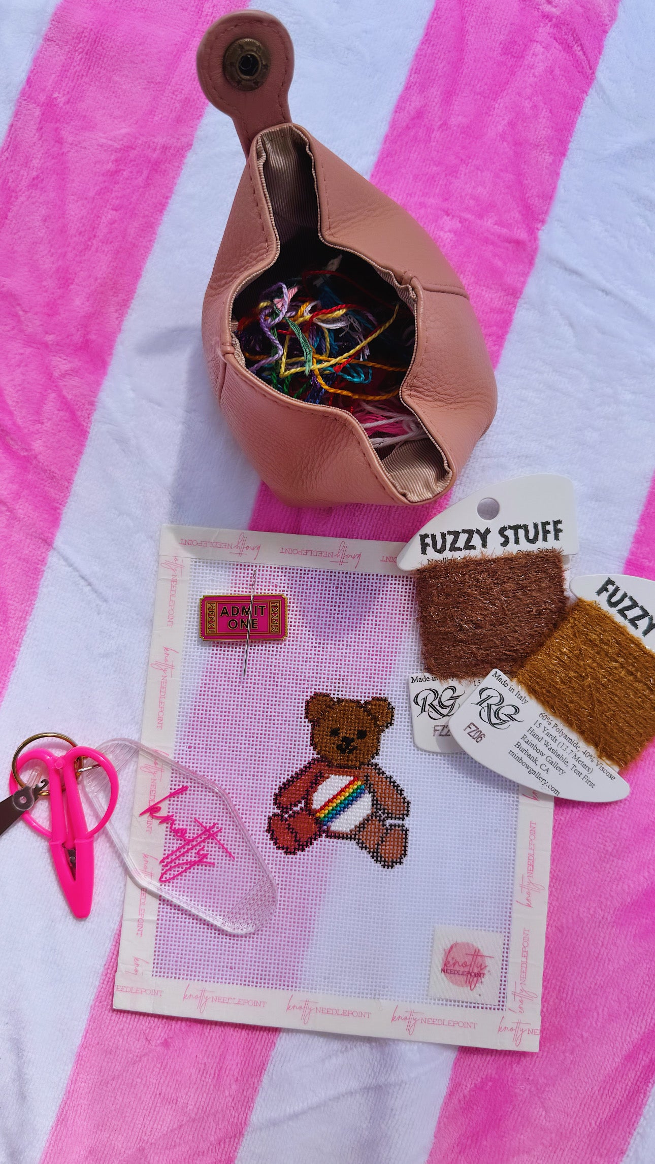 Rainbow Bear Canvas | Needlepoint Charm Bar