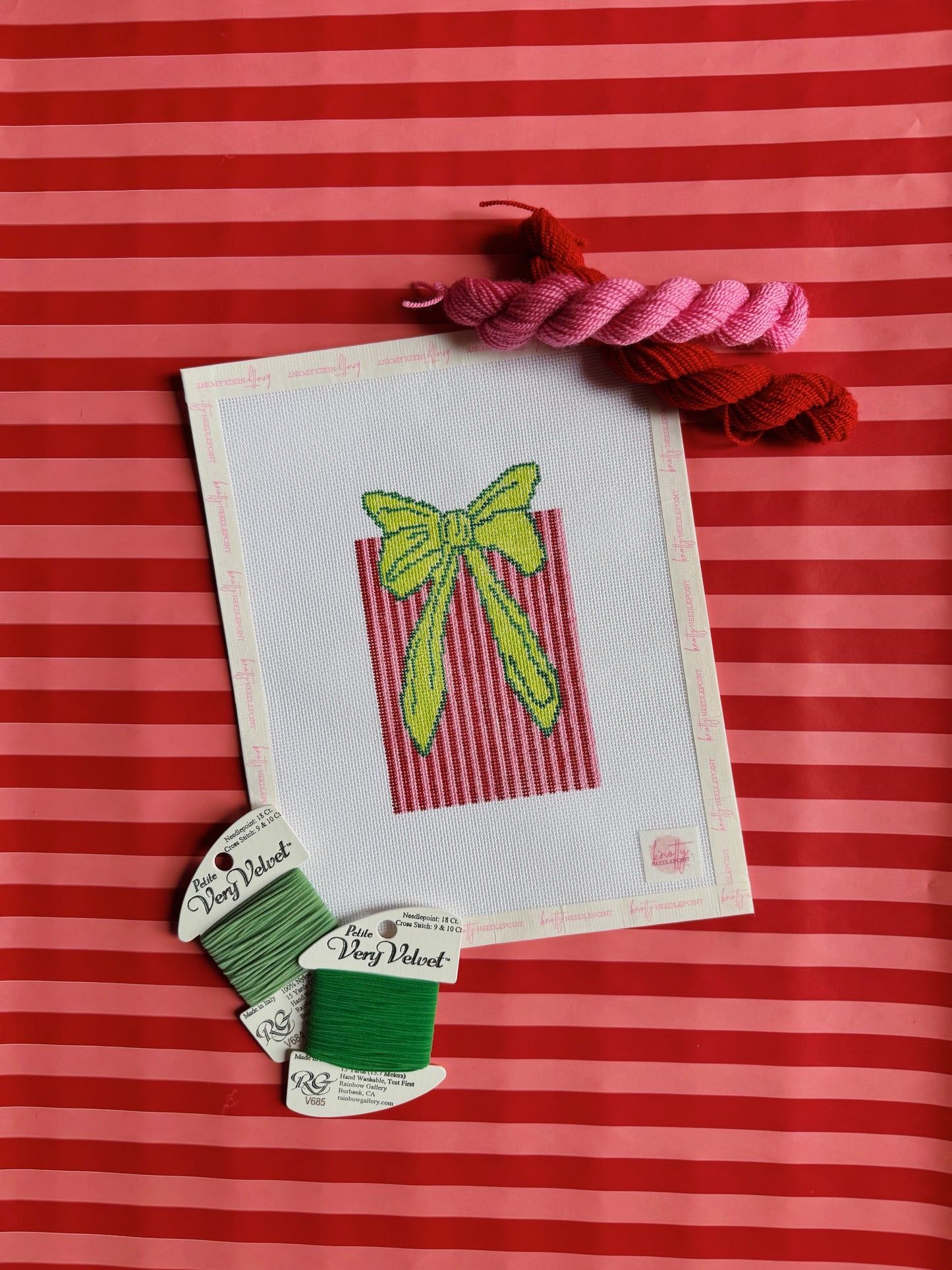 Pink and Red Present Needlepoint Canvas