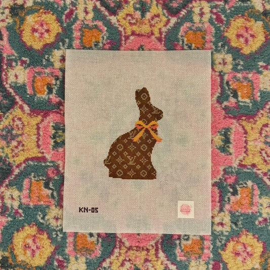 Designer Chocolate Bunny with Orange Bow Canvas