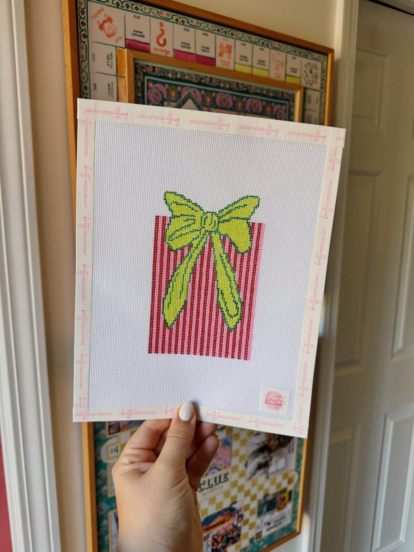 Pink and Red Present Needlepoint Canvas