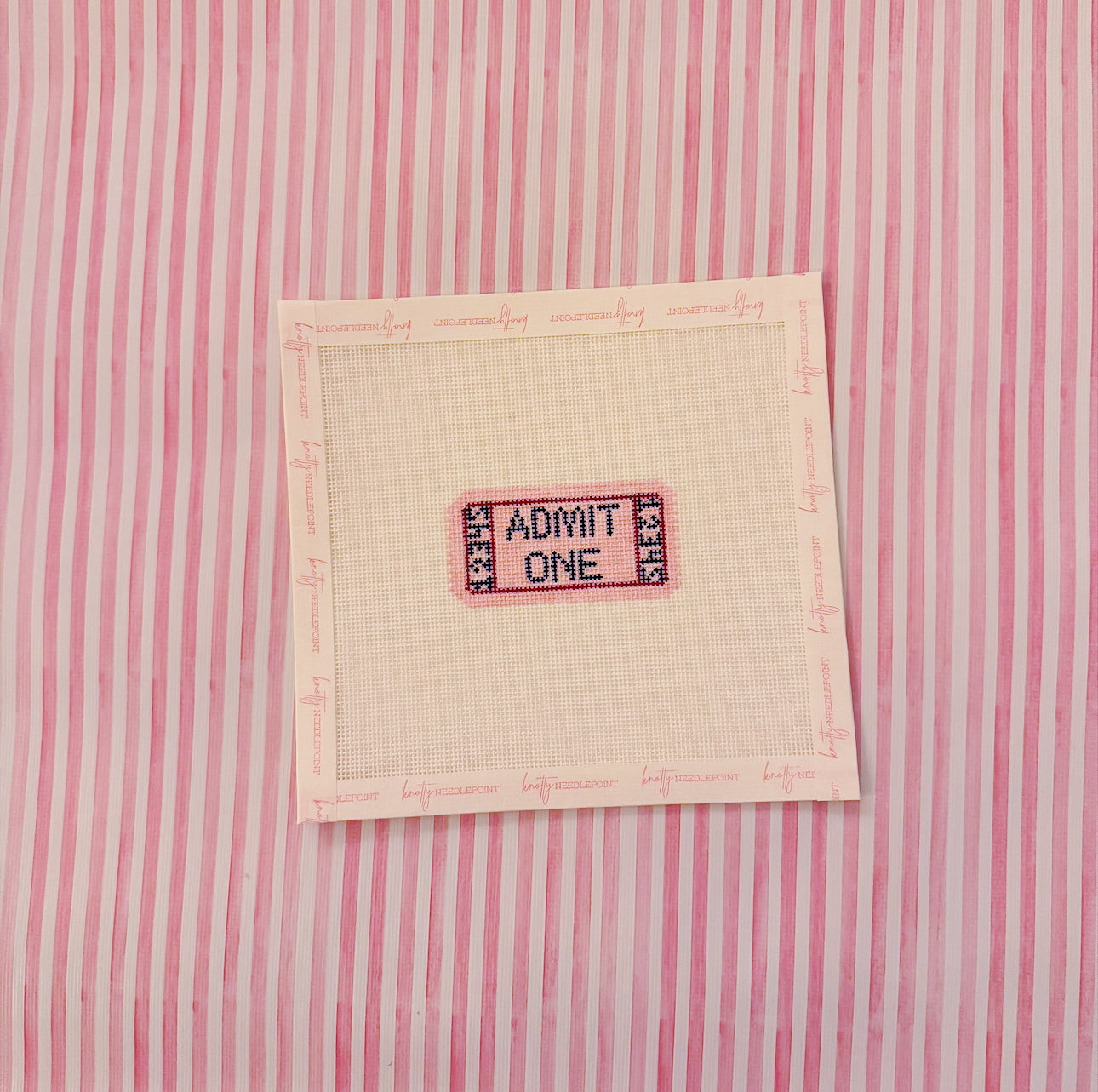 Admit One Ticket Canvas | Needlepoint Charm Bar