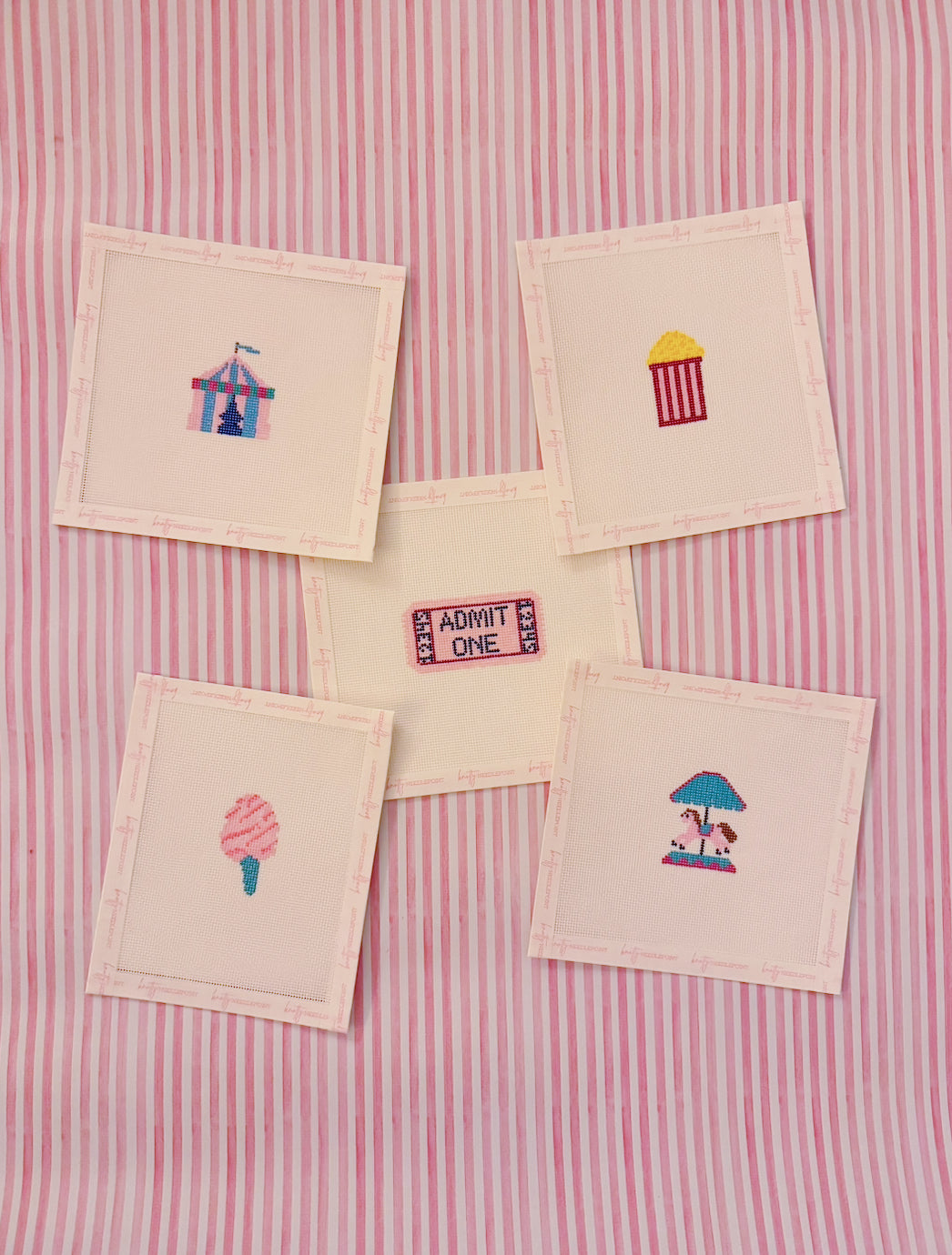 Admit One Ticket Canvas | Needlepoint Charm Bar
