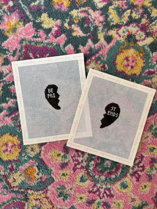 Needlepoint Besties Canvas Set (Black and White) | Needlepoint Charm Bar