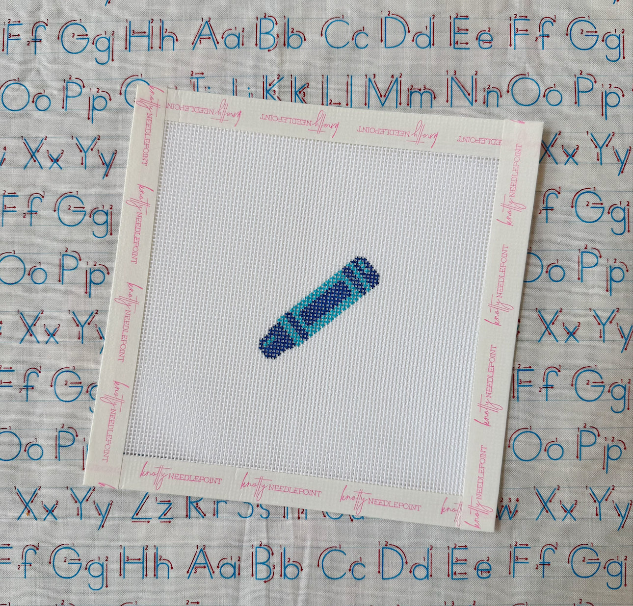 Blue Crayon Canvas | Needlepoint Charm Bar