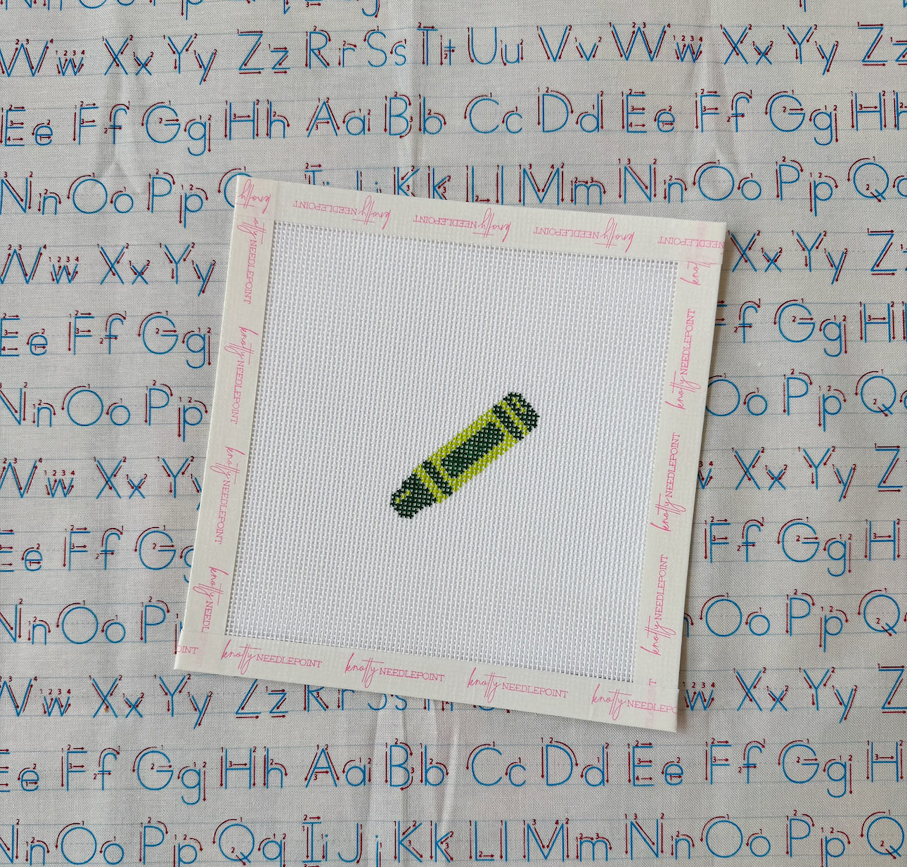 Green Crayon Canvas | Needlepoint Charm Bar