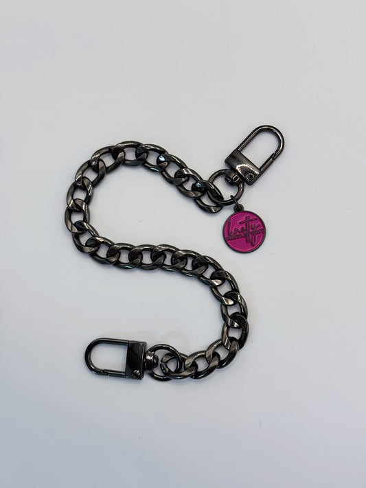 Gun Metal Black Needlepoint Charm Chain