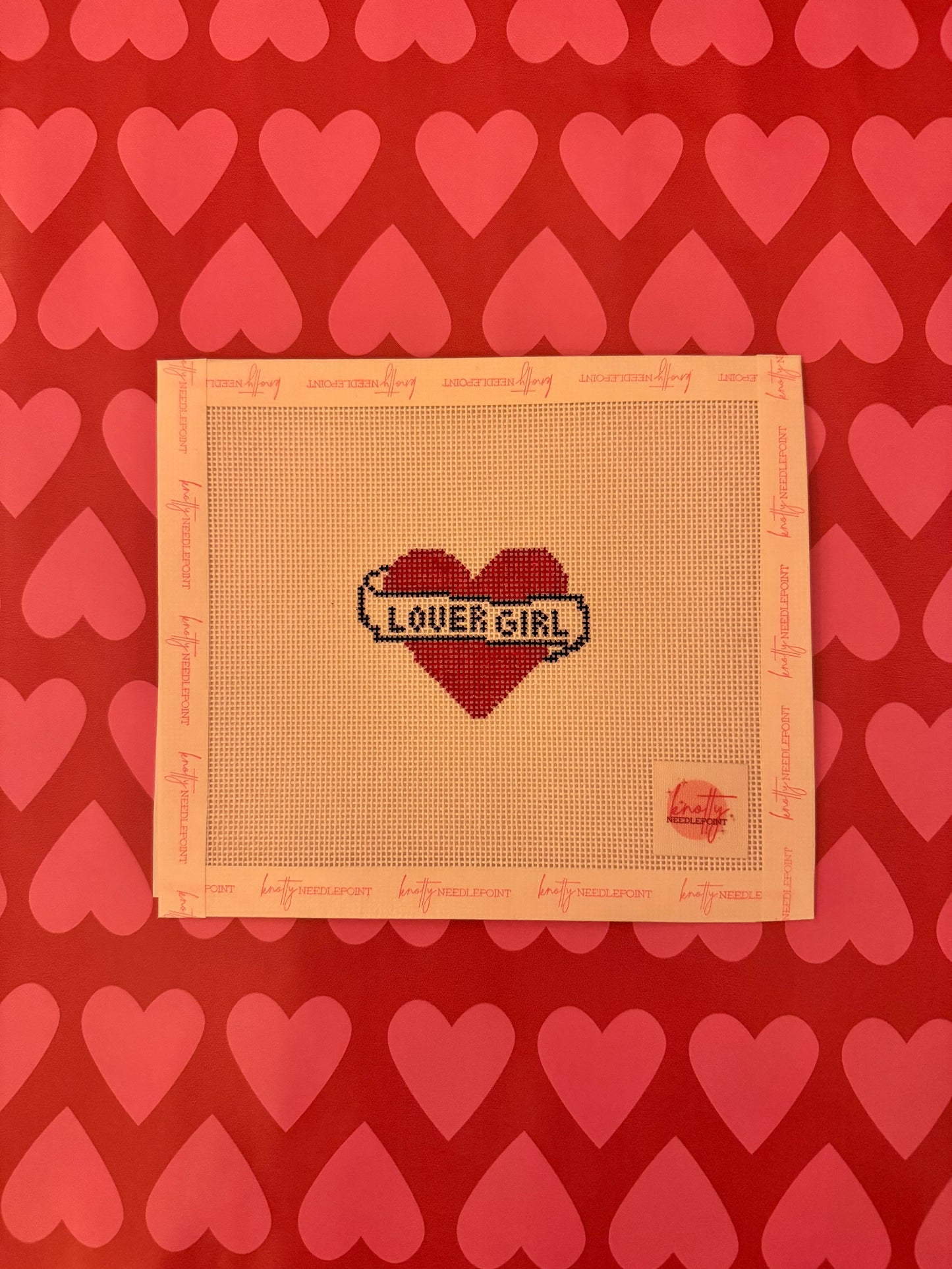 Lover Girl Heart Canvas | Needlepoint Charm Bar