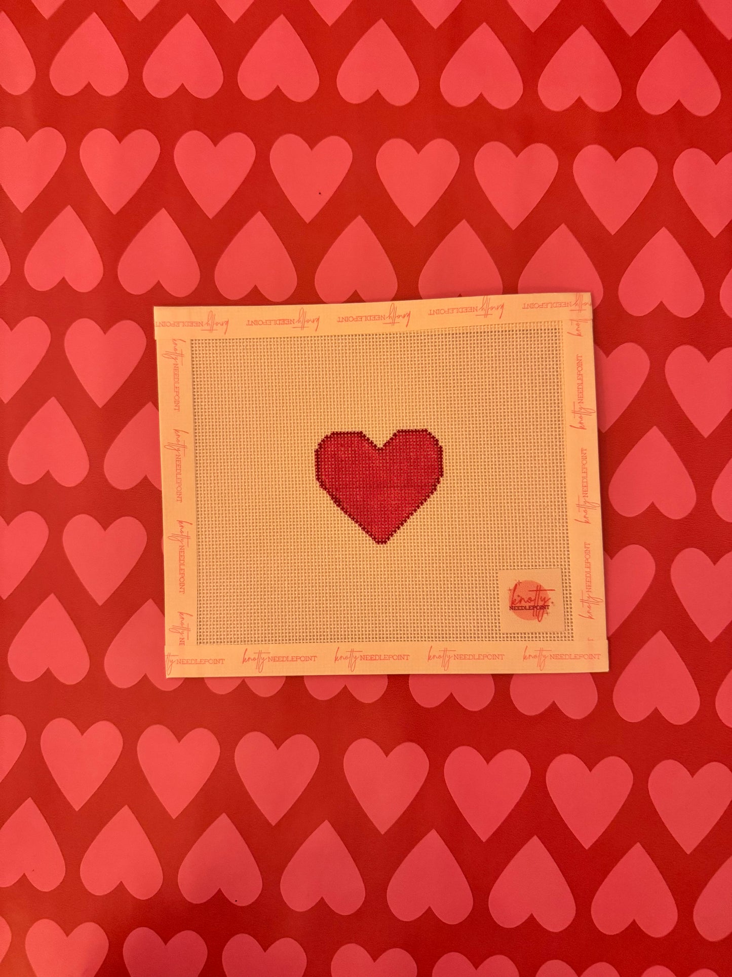 Pink Heart Canvas | Needlepoint Charm Bar