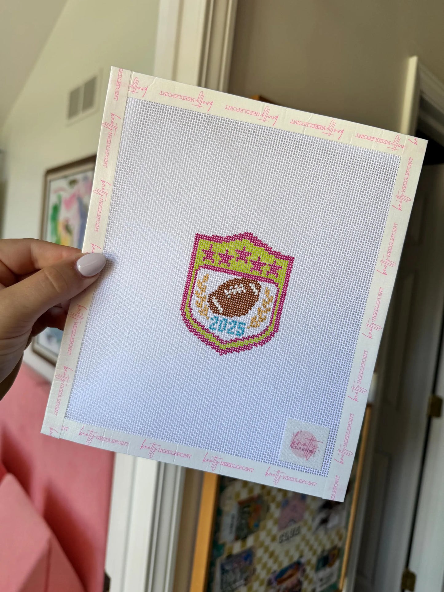 Football Crest Needlepoint Canvas