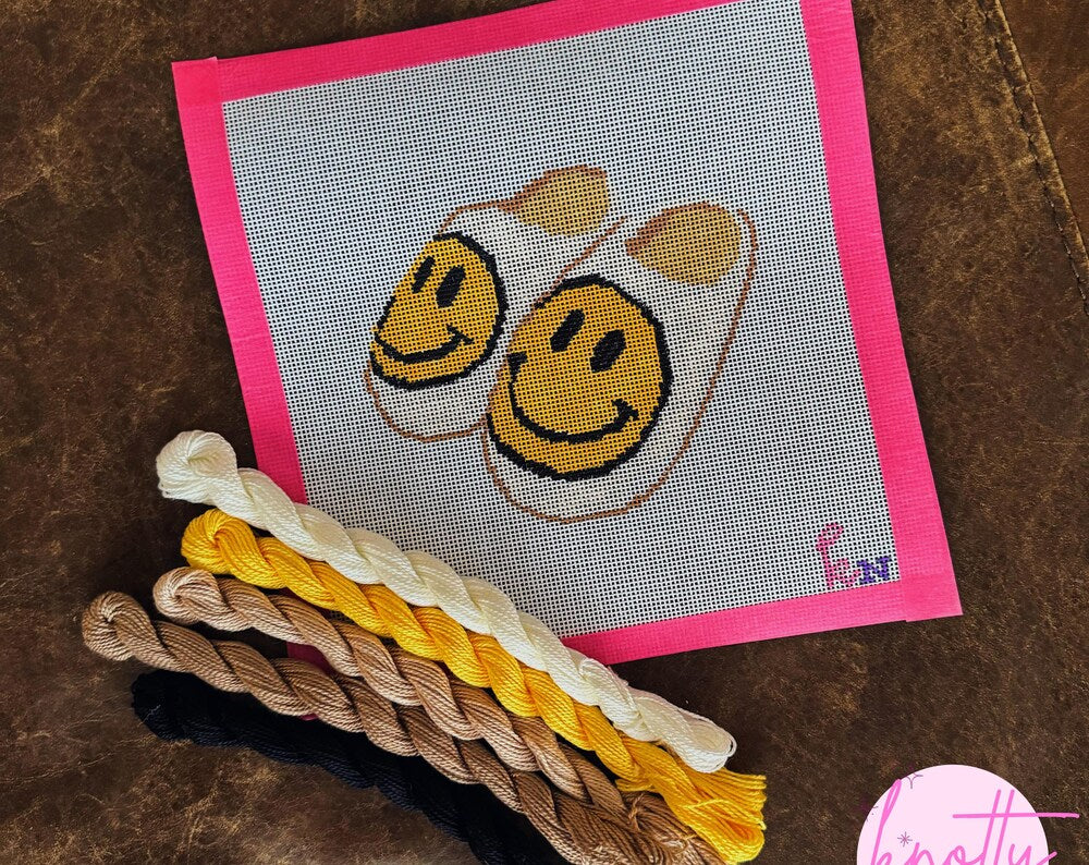 Smiley Face Slippers Needlepoint Canvas