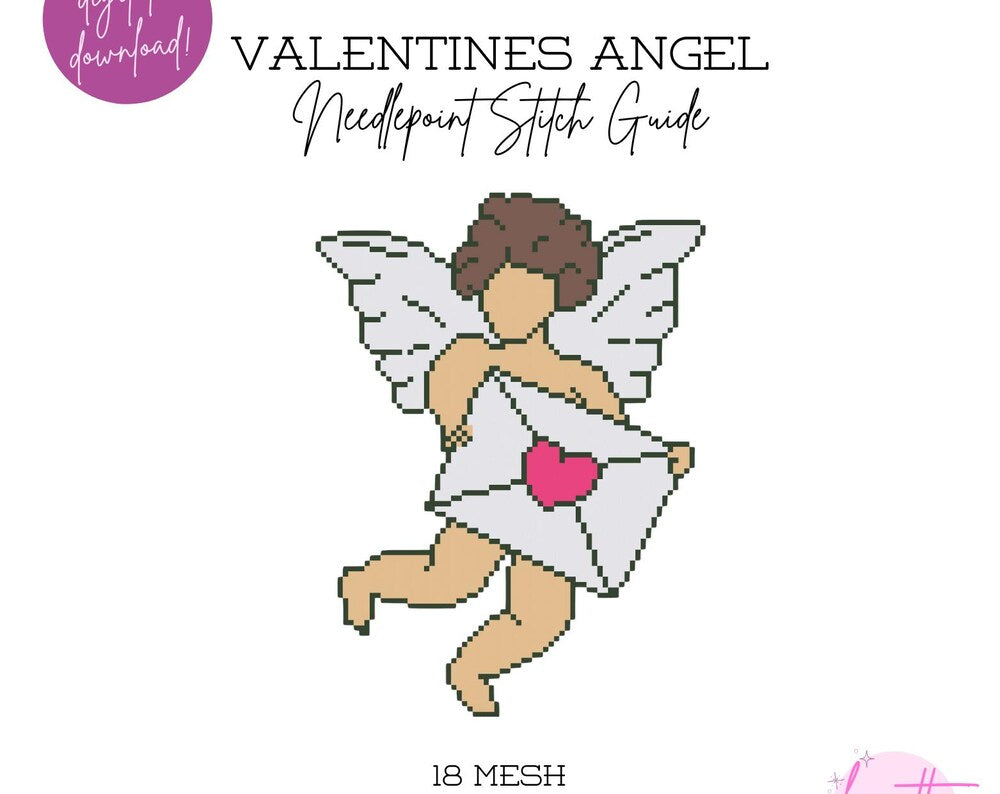 Valentines Day Angel Needlepoint Chart Pattern