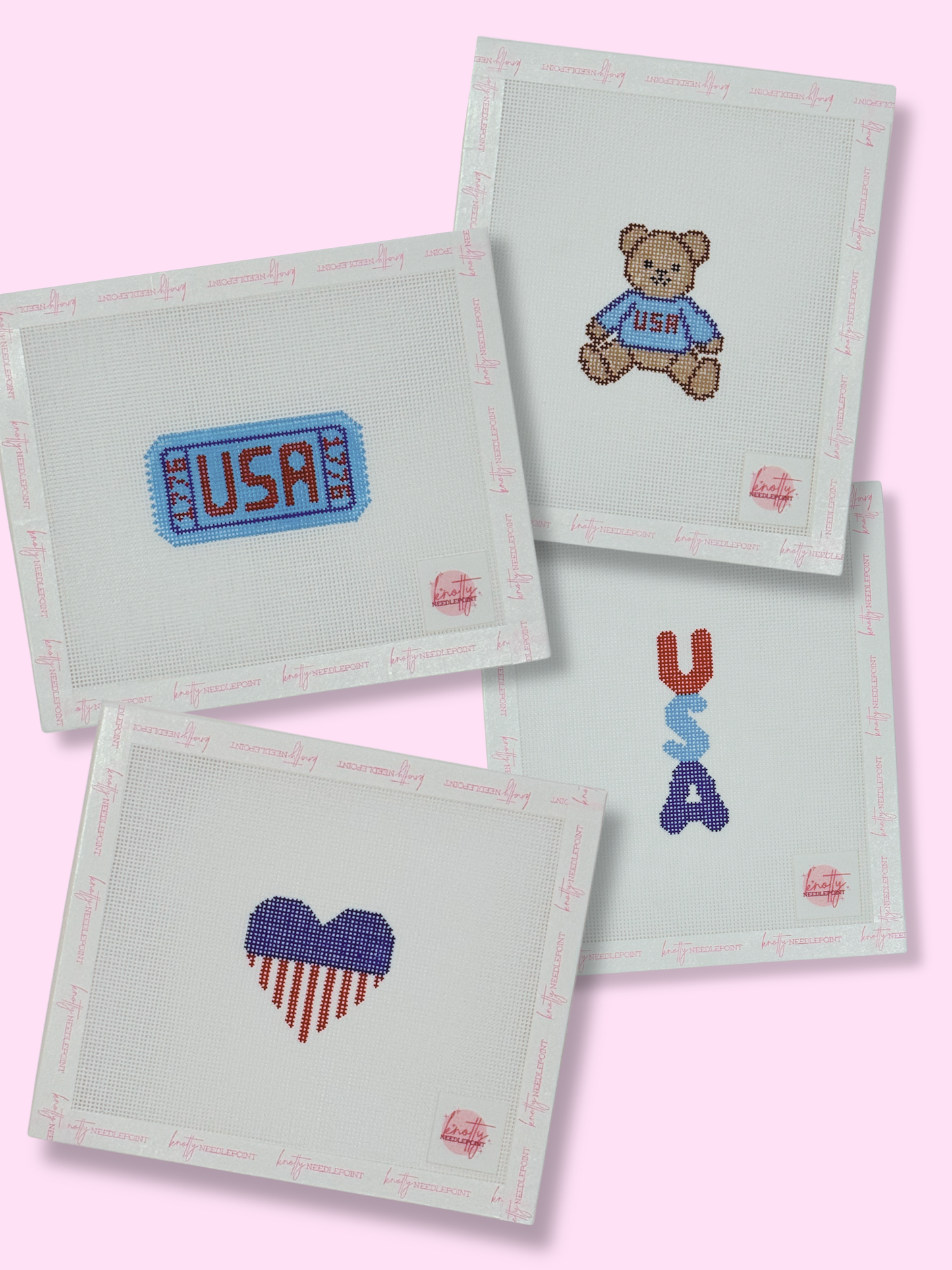 Patriotic Heart | Needlepoint Charm Bar